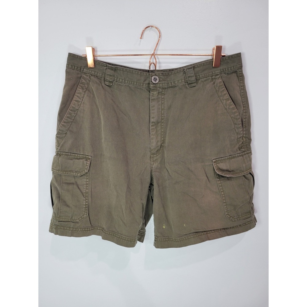Columbia Mens Olive‎ Green Cotton Twill Cargo Shorts 36W Outdoor Hiking Gorpcore